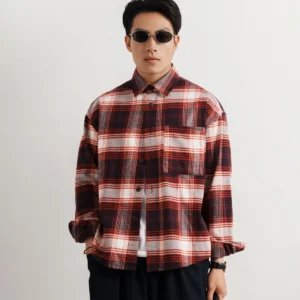 Áo sơ mi tay dài nam vải flannel. Oversize